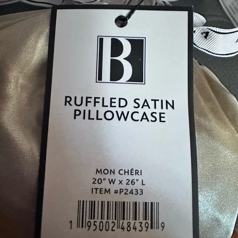2 Satin Pillowcases for Hair and Skin with Ruffle Trim, Standard Size, Bag
